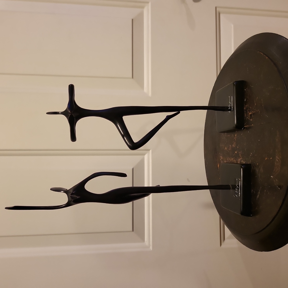 Pair of Vintage Modernist Bodrul Khalique Metal Sculptures of Ballet Dan…